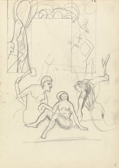 Entwurf für ein dekoratives Türportal: Primitive Menschen, für die Cave of the Golden Calf von Spencer Frederick Gore